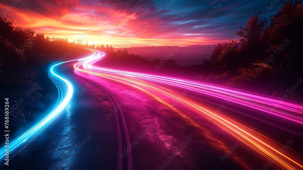 Aufkleber vector artwork illustrating dynamic light motion and high-speed effects, capturing traffic motion an