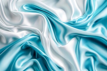 Fototapeta premium Close Up of Blue and White Satin Fabric. Generative AI