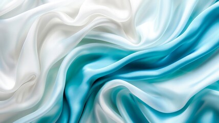 Fototapeta premium Close-Up of Blue and White Satin Fabric. Generative AI