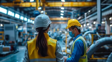 Man and Woman Standing in Factory