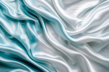 Obraz premium Close-Up of Blue and White Satin Fabric. Generative AI