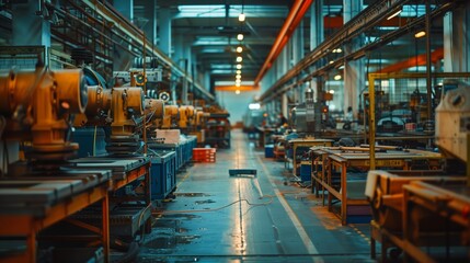Fototapeta premium Busy Factory Floor Filled With Machinery