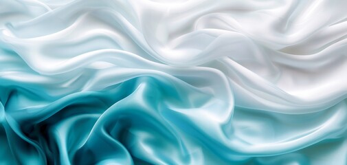 Close Up of Blue and White Satin Fabric. Generative AI