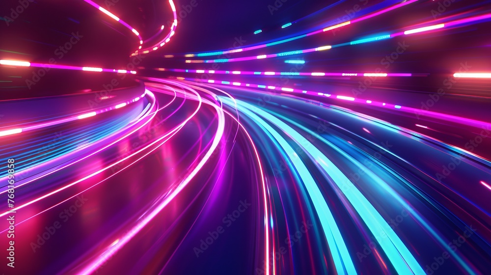 Poster vector artwork illustrating dynamic light motion and high-speed effects, capturing traffic motion an