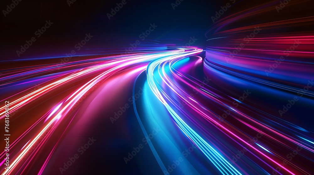 Poster vector artwork illustrating dynamic light motion and high-speed effects, capturing traffic motion an