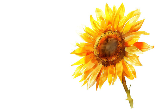 Vibrant Yellow Sunflower with Lively Petals - Isolated on Transparent White Background PNG
