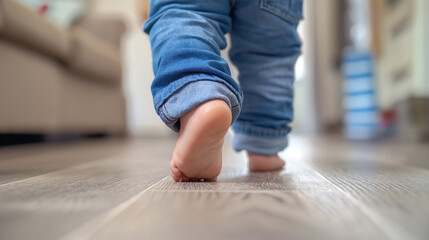 Niño paseando descalzo 