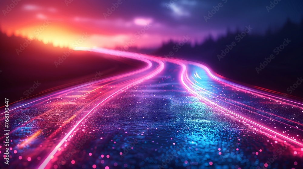 Poster vector artwork illustrating dynamic light motion and high-speed effects, capturing traffic motion an