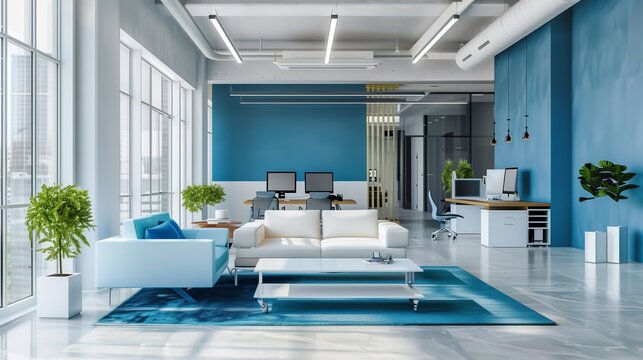 Stylish Living Room With Blue Walls