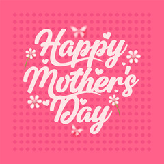 Naklejka na ściany i meble Happy mothers day typography design in vector with colorful flowers, love and butterfly