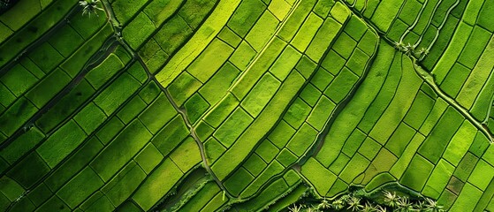 Aerial flying over fields with straw bales at harvesting time. Soybean, sunflowers and maize or corn. Greenery nature landscape. Agricultural environment background.  Generative AI