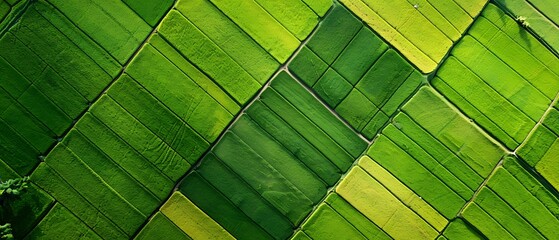 Aerial flying over fields with straw bales at harvesting time. Soybean, sunflowers and maize or corn. Greenery nature landscape. Agricultural environment background.  Generative AI - obrazy, fototapety, plakaty