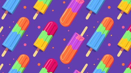 Popsicle Pattern on Purple Background