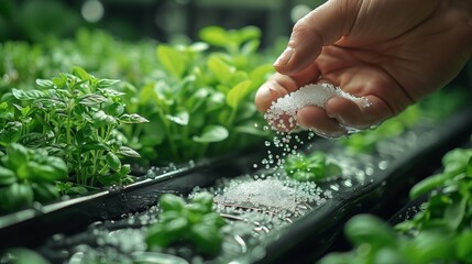 Person Sprinkling Salt on Plant