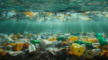 Ocean Pollution: Massive Trash Patch - obrazy, fototapety, plakaty