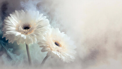 Tapeta w kwiaty, biały kwiat, gerbera