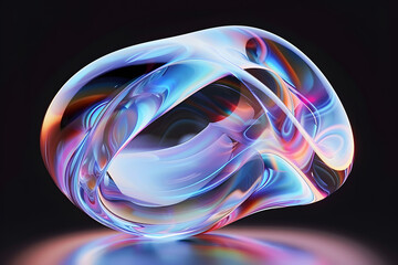 Abstract iridescent shape, 3d render