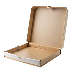 Open empty pizza box. isolated on transparent background.