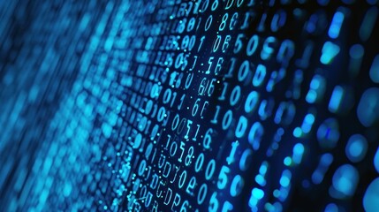 blue digital binary data, Binary code background