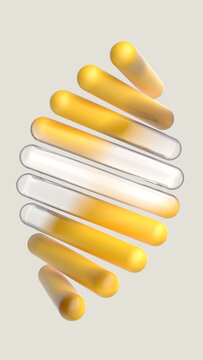 Playful geometric 3D shape. Abstract science DNA lines. Quirky object, tubes
