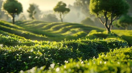 Tea garden landscape - obrazy, fototapety, plakaty