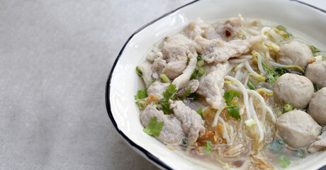 Thai pork noodle clear soup