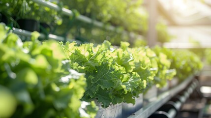 Rows of Lettuce in Greenhouse
