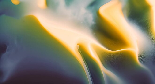 Animazione astratta fluida di colore verde, onde sinuose, Il verde si muove in onde sinuose e crea un effetto rilassante e calmante