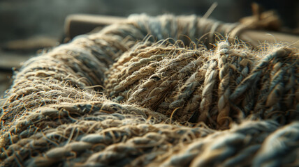 Close-up of a coiled rope. - obrazy, fototapety, plakaty