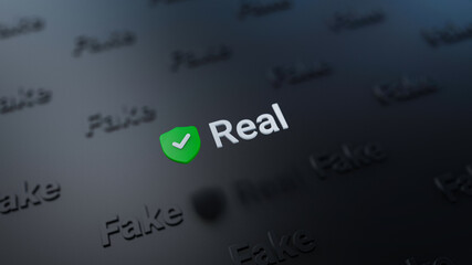 Fake or real concept, truth vs reality, fraud or genuine, myth vs facts, Concept of choosing between real and fake, awareness, Fake identity concept, internet security, AI vs human, deceptive