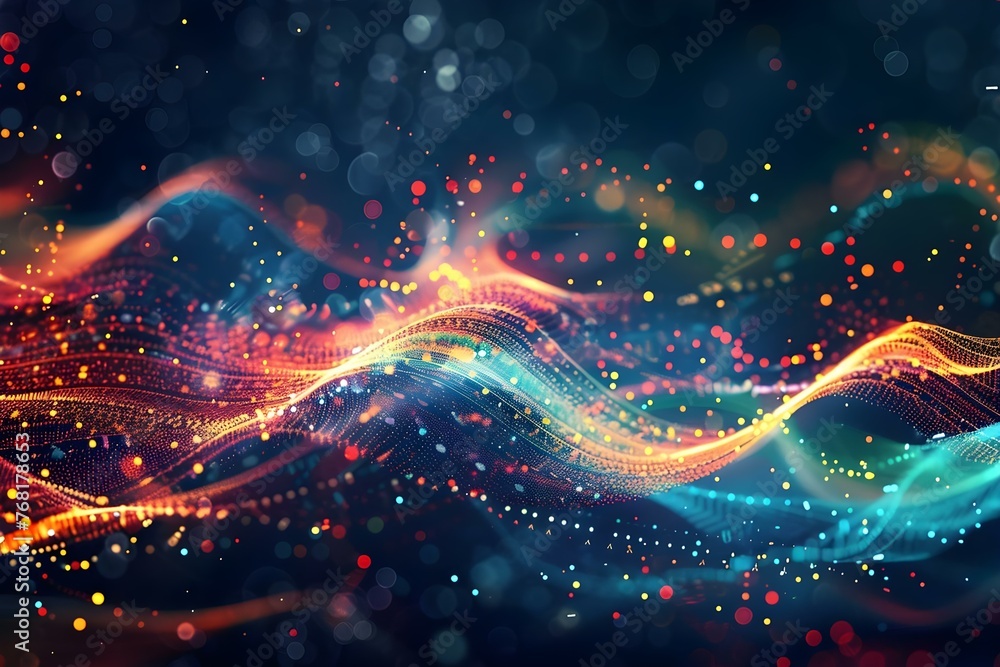 Aufkleber abstract futuristic technology background with colorful light waves and network connections. concept