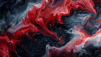 Abstract red and black fluid art pattern.