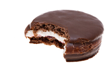 chocolate biscuit sandwich in chocolate glaze isolated