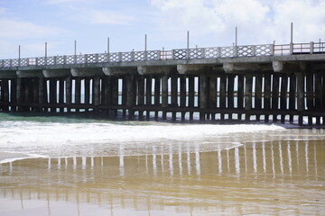 Water draining into the Atlantic at low tide, Atlantic coast near Fortaleza - Cear, Brazil.
