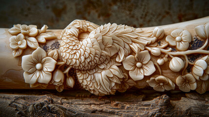 Carved ivory floral design.