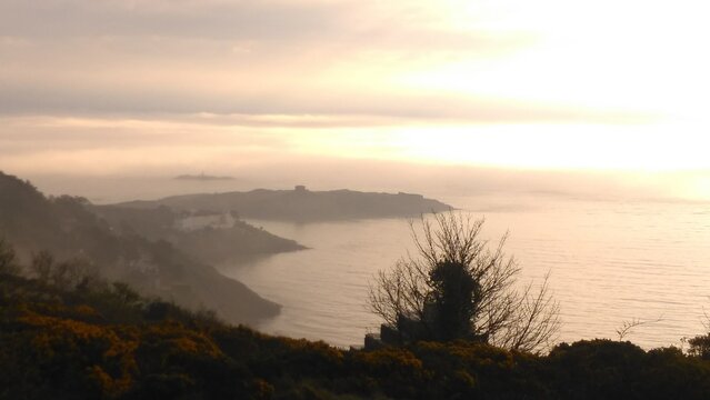 Misty sunrise over Dalkey Island