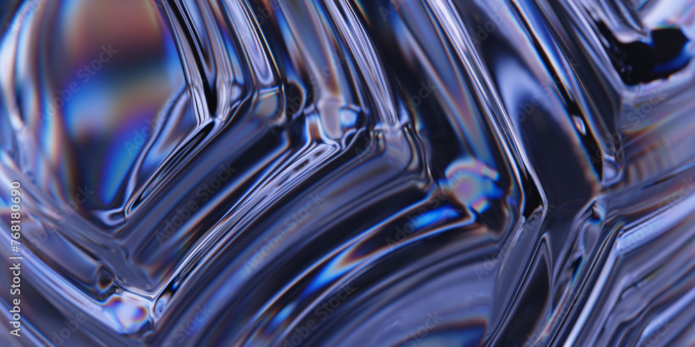 Poster glass surface with dispersion. transparent geometric structure with refraction. abstract background 