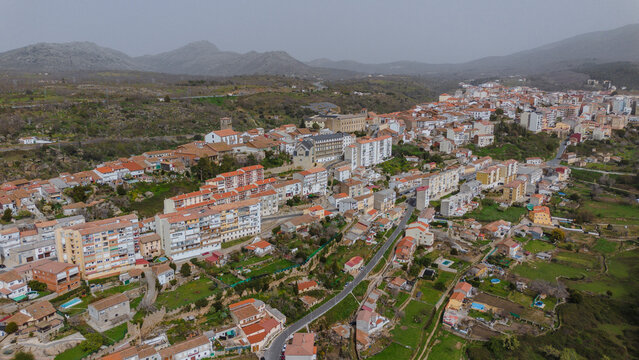 Aerial view of Bejar, Salamanca, Spain