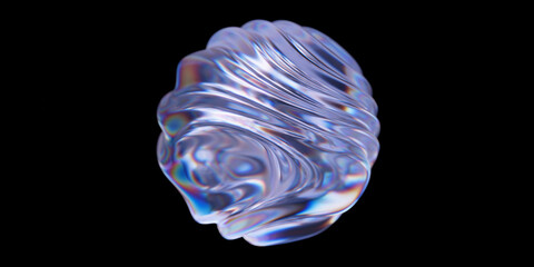Abstract dispersion glass sphere on black background. Crystal ball. 3d rendering - 768180836