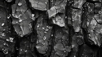 Cracked dry earth texture in black and white