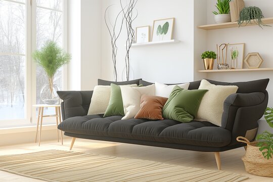 Interior design of modern apartment. Interior mockup. Scandinavian interior design. Generative AI