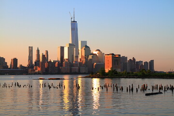 Fototapeta na wymiar Lower Manhattan also known as Downtown Manhattan is the southernmost part of the island