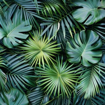 Close Up of Lush Green Tropical Leaves