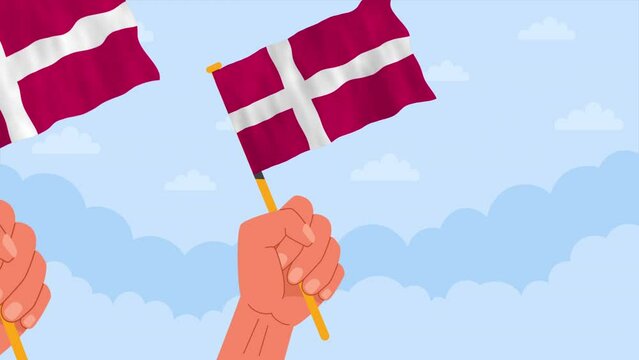 Denmark flag celebration, Danish National Day Public holiday animation 4k