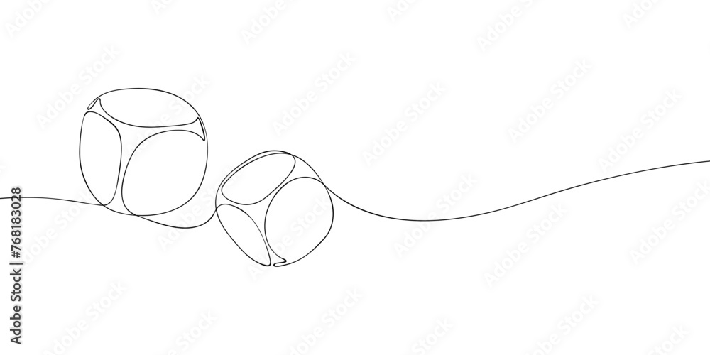Poster a single line drawing of a dices. continuous line dice icon. one line icon. vector illustration