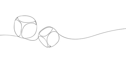 A single line drawing of a dices. Continuous line dice icon. One line icon. Vector illustration