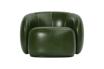 Modern green  leather armchair isolated on white background. Furniture Collection. 