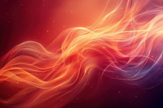 Bold red and orange swirl against a stark black background