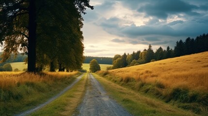 Scottish road trough countryside. Perspective road.