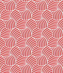 Simple geometric striped composition with curved red lines on a white background. Modern clean design. Seamless repeating pattern. Vector illustration.